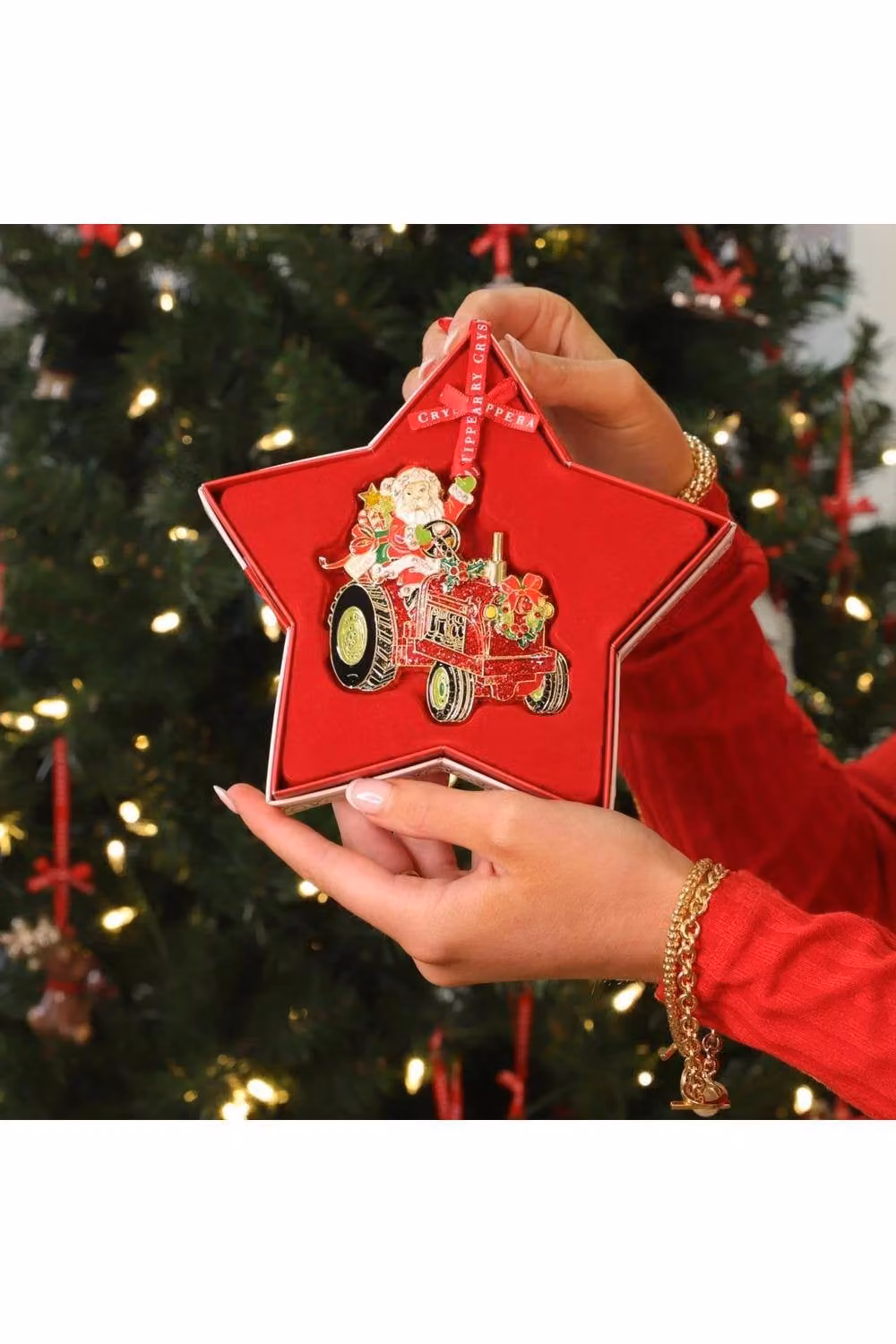 Tipperary Sparkle Santa Tractor Multicolour Hanging Christmas Decoration – 2