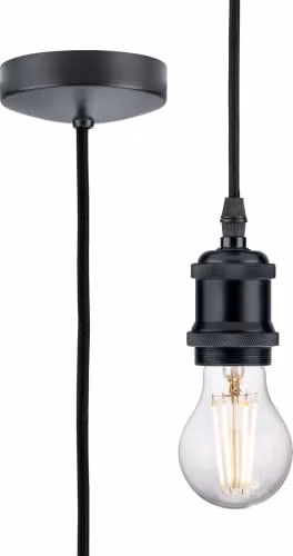 Netlighting Vintage E27 Suspended Pendant Set in Black and Grey, Height Adjustable, 1.8m