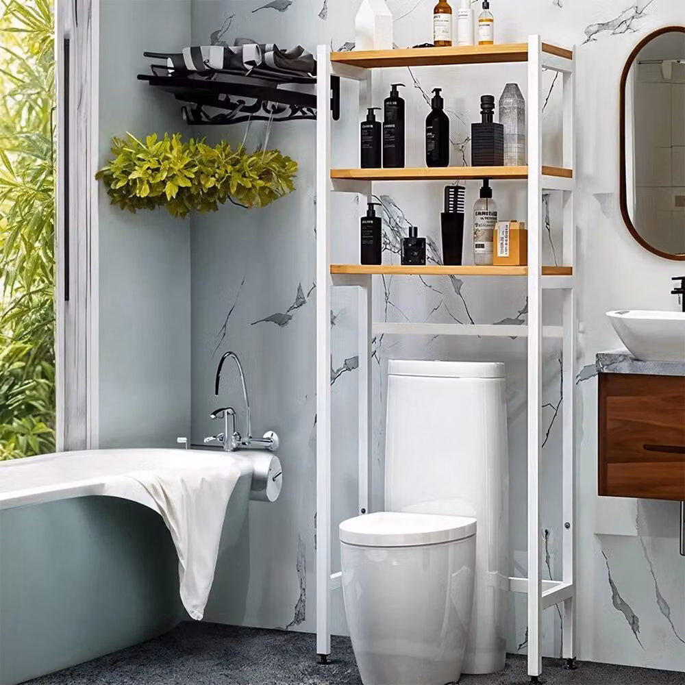 EONLION White Metal Over The Toilet Bathroom Organizer and Freestanding Toilet Rack – 3