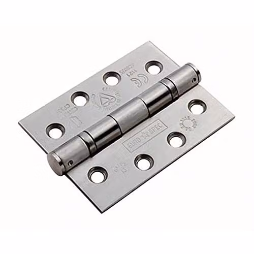 Loops Pair of Satin Stainless Steel Ball Bearing Butt Hinges, H 102 x W 76 x D 3 mm