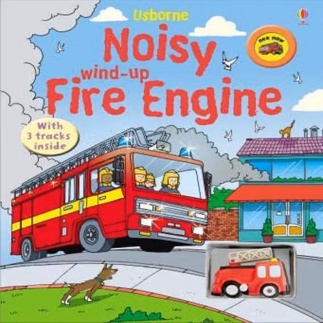 Sam Taplin Noisy Wind-up Fire Engine Board Book in Multicolour
