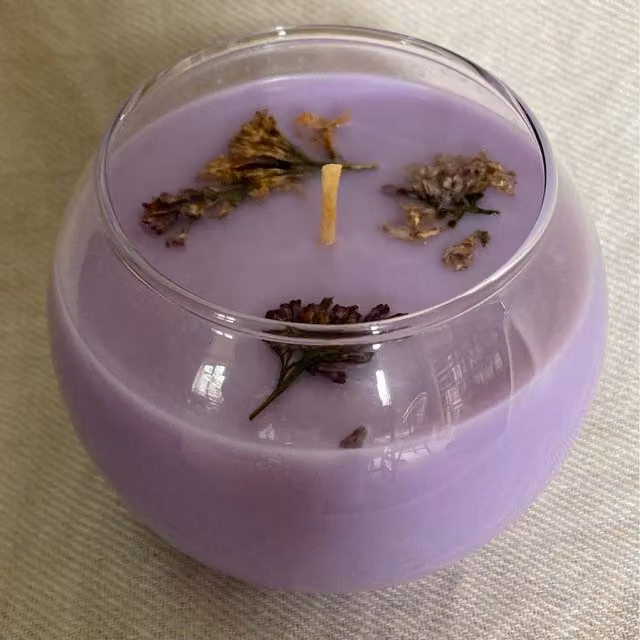 Clachaig Candles Ltd Purple Floral Scented Organic Wax Bowl Candle