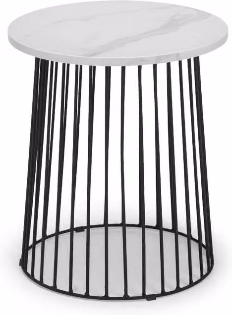 Cheshire Torridon Round Lamp Table in White Marble and Black – 1