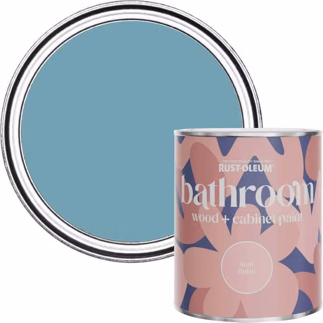 Rust-Oleum Blue Moisture Resistant Bathroom Wood and Cabinet Paint in Matt Finish, 750ml