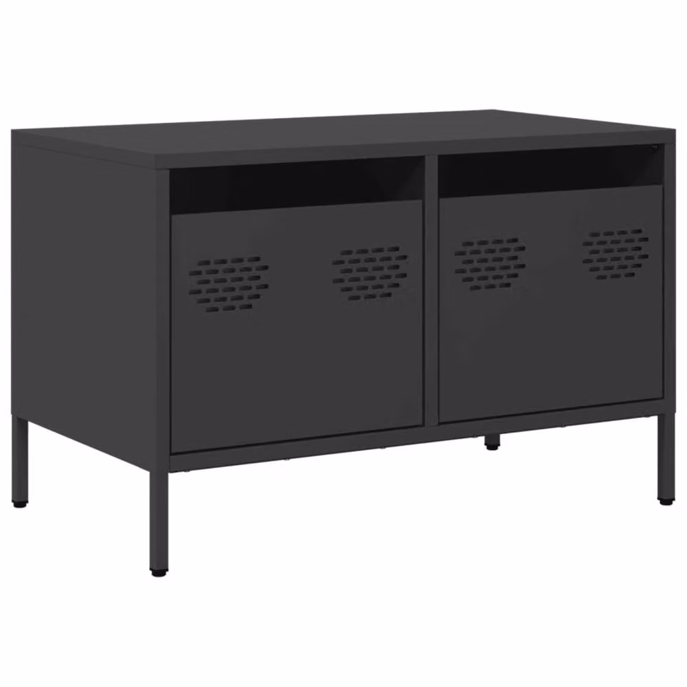 Berkfield Home Black Industrial TV Cabinet in Matt Cold-rolled Steel, W: 68 cm, D: 39 cm, H: 43.5 cm – 3