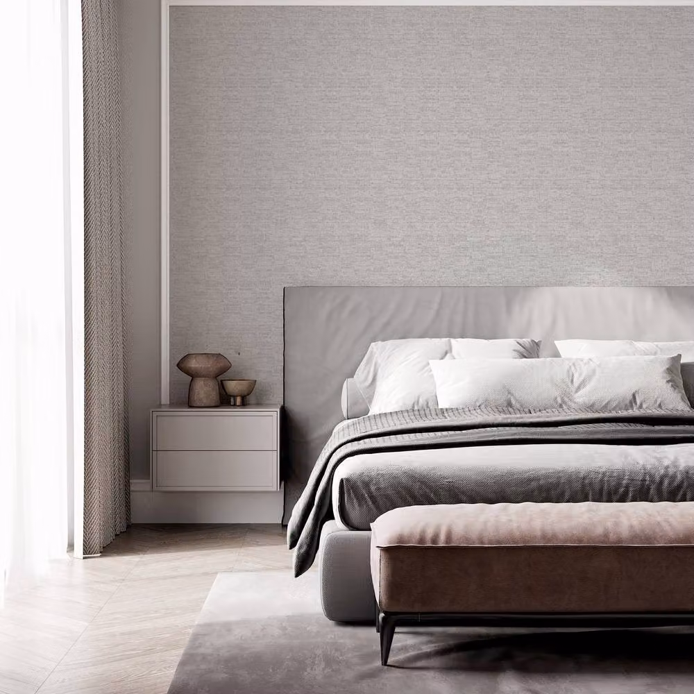 Arthouse Luxury Plain Soft Silver Vinyl Wallpaper in Grey – 2