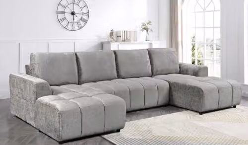 Beehive Furniture Sanya U-Shape Corner Sofa Bed, Grey Fabric 5-Seater with Solid Wood Frame and Lift-Up Seat, W/D/H: 340 x 240 x 93 cm – 2