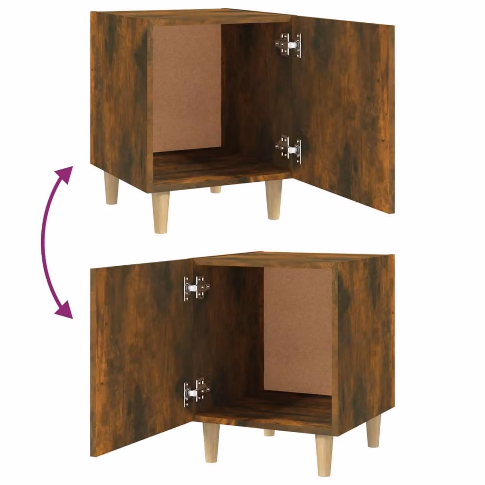 Berkfield Home Elegant Bedside Cabinets, Set of 2, Smoked Oak Brown, W/D/H: 40 x 40 x 50 cm – 4