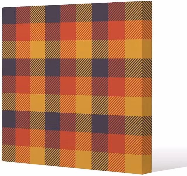 Benjamin Tate Design Orange Check Pattern Abstract Canvas Print, W/H: 20 x 20 cm