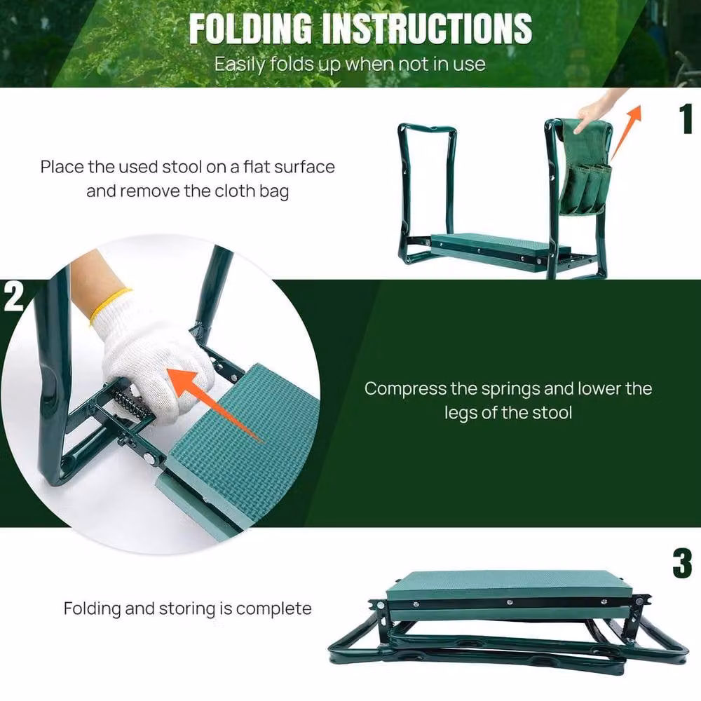 EONLION Foldable Garden Kneeler Seat and Stool in Green – 2