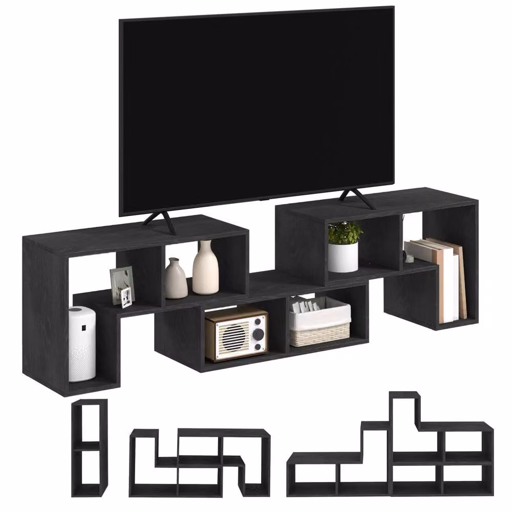 Wyld Haus Tota 134 Black Wood Effect 3 Block Modular TV Stand – 6