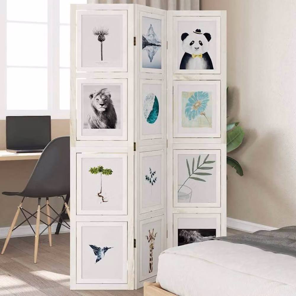Berkfield Home 3-Panel White Solid Wood Paulownia Room Divider – 1
