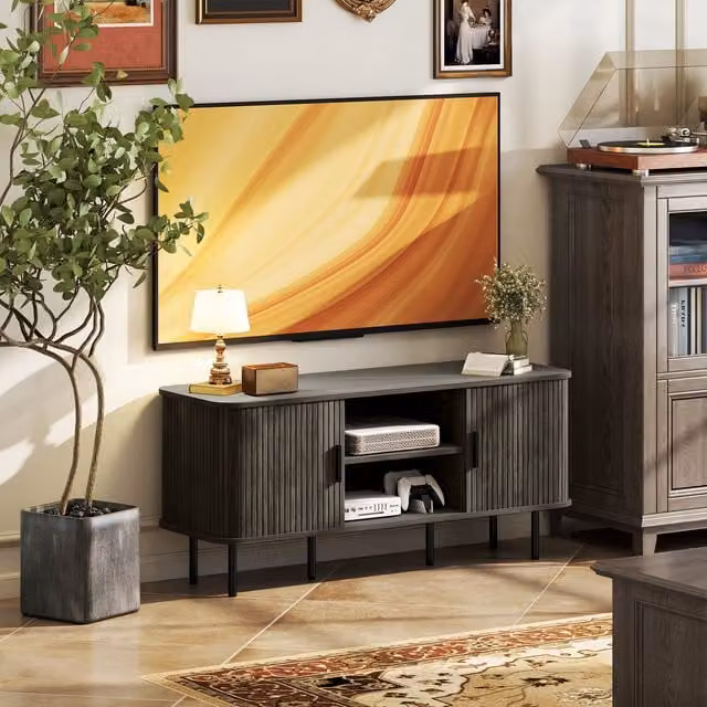 HOMCOM Modern Grey Wood TV Unit for Your Living Room