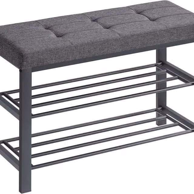 SONGMICS 3-Tier Shoe Rack and Bench in Grey