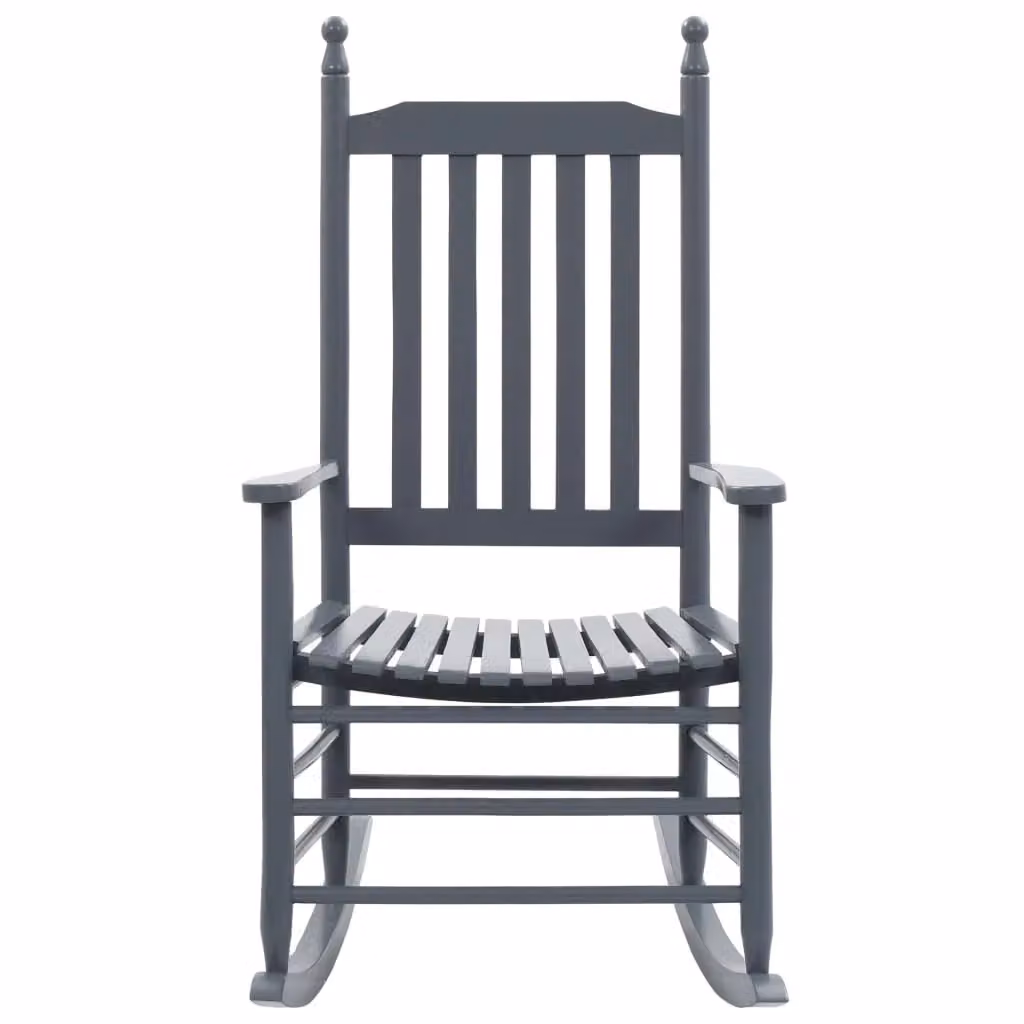 Berkfield Home Rocking Chair with Curved Seat in Grey Poplar Wood – 2