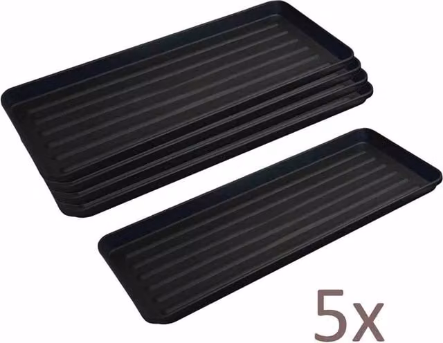 Nordara 5 Pack Heavy Duty Rigid Plastic Garden Drip Watering Trays in Black – 1