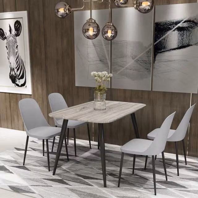 Core Products Ltd Duo Pair of Modern Plastic and Metal Dining Chairs in Light Grey