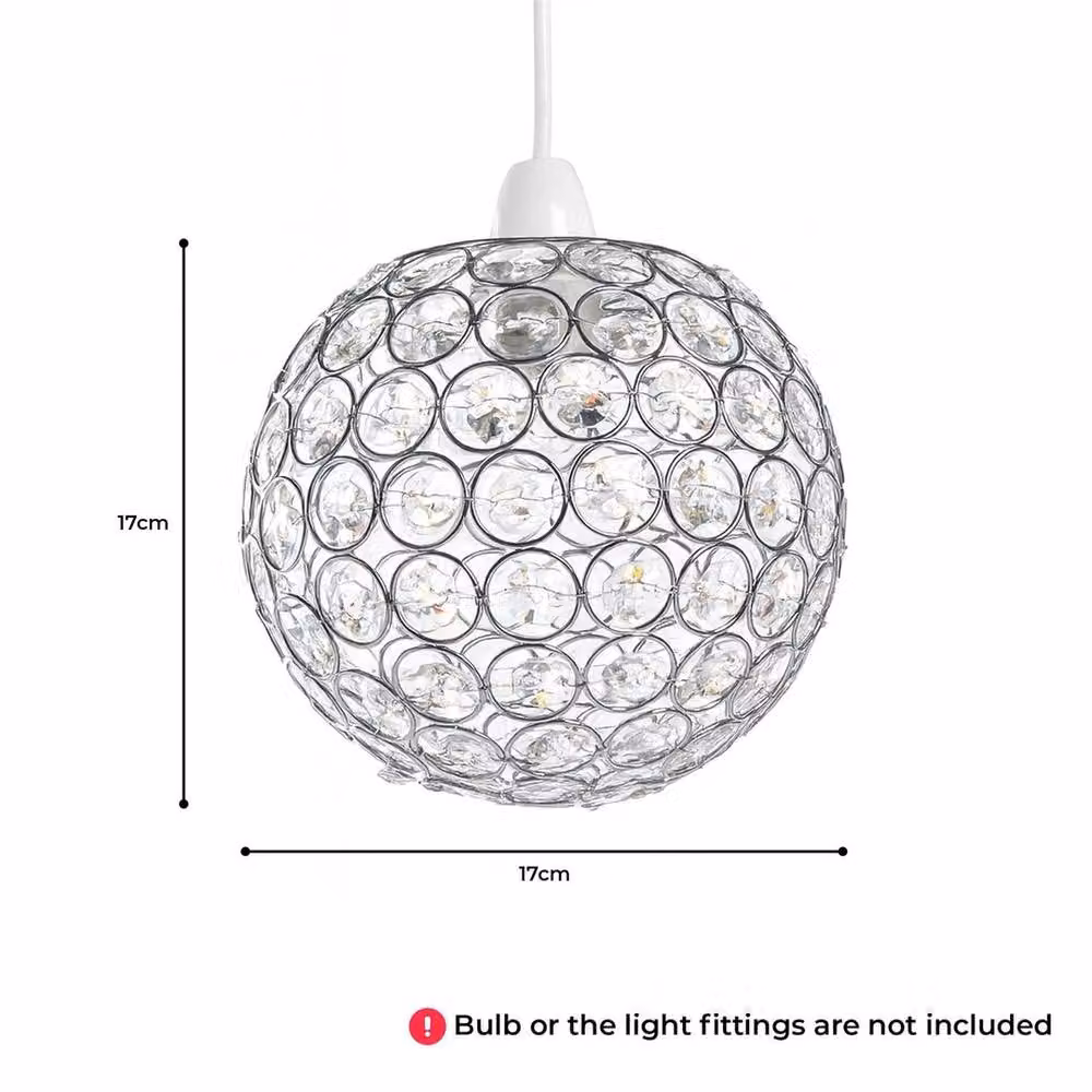 EONLION Crystal Acrylic Sphere Ball Pendant Light Shade in Silver and Transparent – 2
