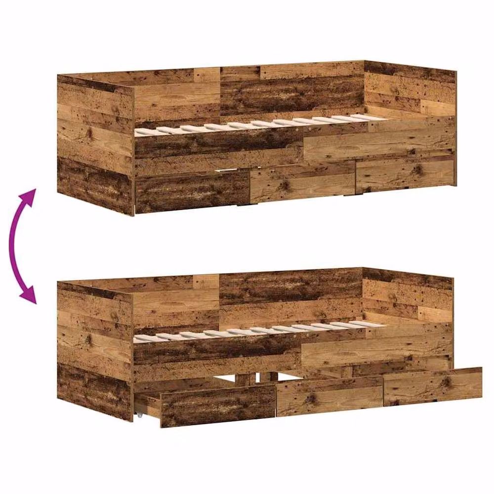 Berkfield Home Rustic Brown Engineered Wood Daybed with Drawers W/D/H: 190 x 90 cm – 6