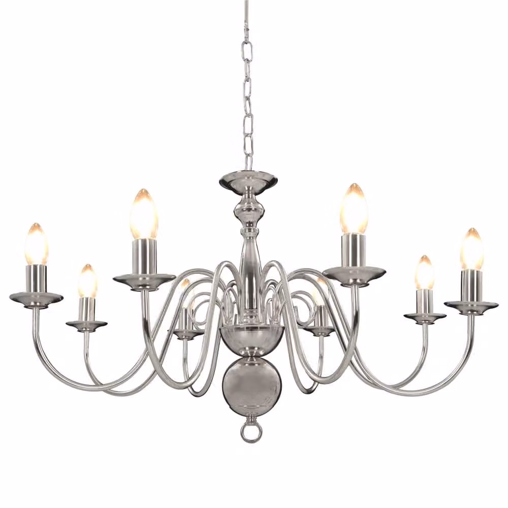Berkfield Home Elegant Silver Chandelier with 8 x E14 Bulbs – 2