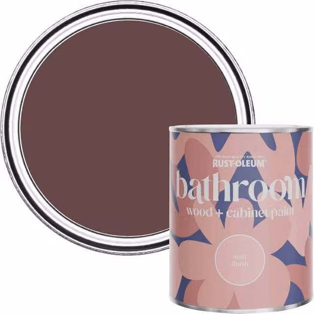 Rust-Oleum Purple Moisture Resistant Matt Bathroom Wood and Cabinet Paint, Mulberry Street, 750ml