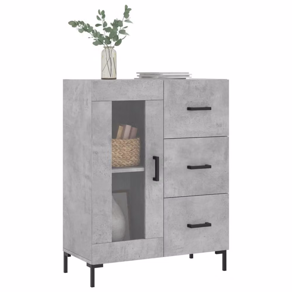 Berkfield Home Sideboard in Concrete Grey, W/D/H: 69.5 x 34 x 90 cm – 3