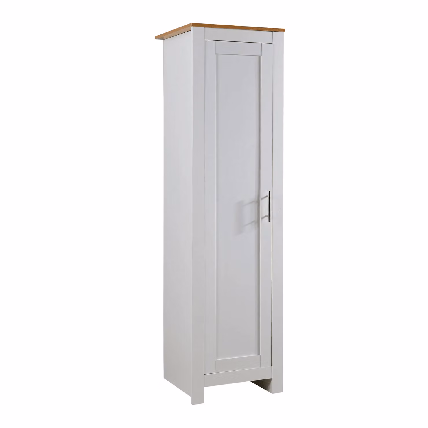 Home Source 1 Door Wardrobe with Oak Top and Internal Shelving in White – 3