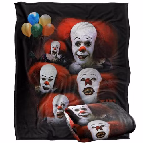 LOGOVISION It 1990 Many Faces of Pennywise Silky Touch Super Soft Fleece Throw Blanket, Multicolour, W: 127 cm, D: 152.4 cm