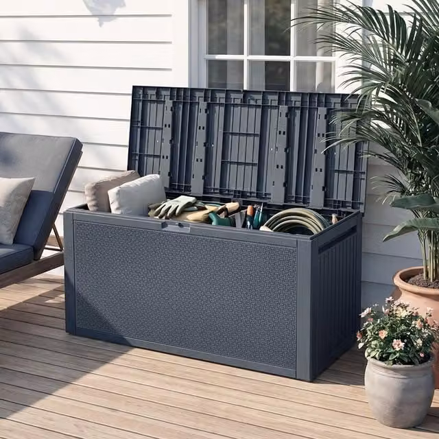 Breeins 340L Large Outdoor Garden Storage Box in Anthracite Grey