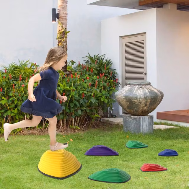 AIYAPLAY 6-Piece Red Stepping Stones for Kids Balance and Motor Skills Development