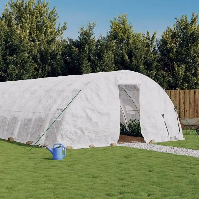 Berkfield Home Freestanding Steel Frame Greenhouse in White, W/D/H: 6 x 5 x 2.3 m – 1