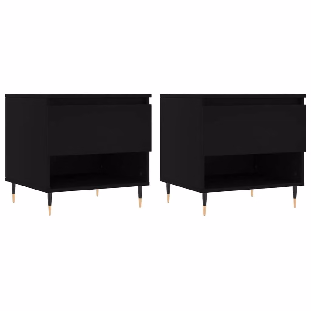 Berkfield Home Set of 2 Modern Black Square Coffee Tables in Engineered Wood, W/D/H: 50 x 46 x 50 cm – 1