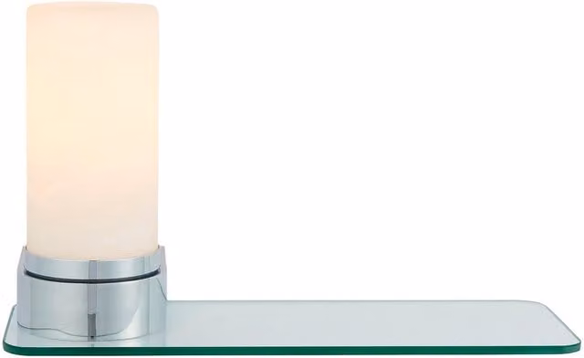 Endon Tal Modern Cylinder Bathroom Wall Light in Chrome and Grey Glass with E14 Base, IP44 Rated