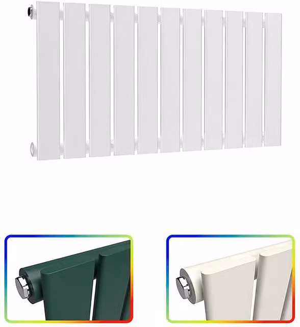 Lux Heat Single Flat Horizontal Steel Radiator in White, W: 77 cm, H: 40 cm