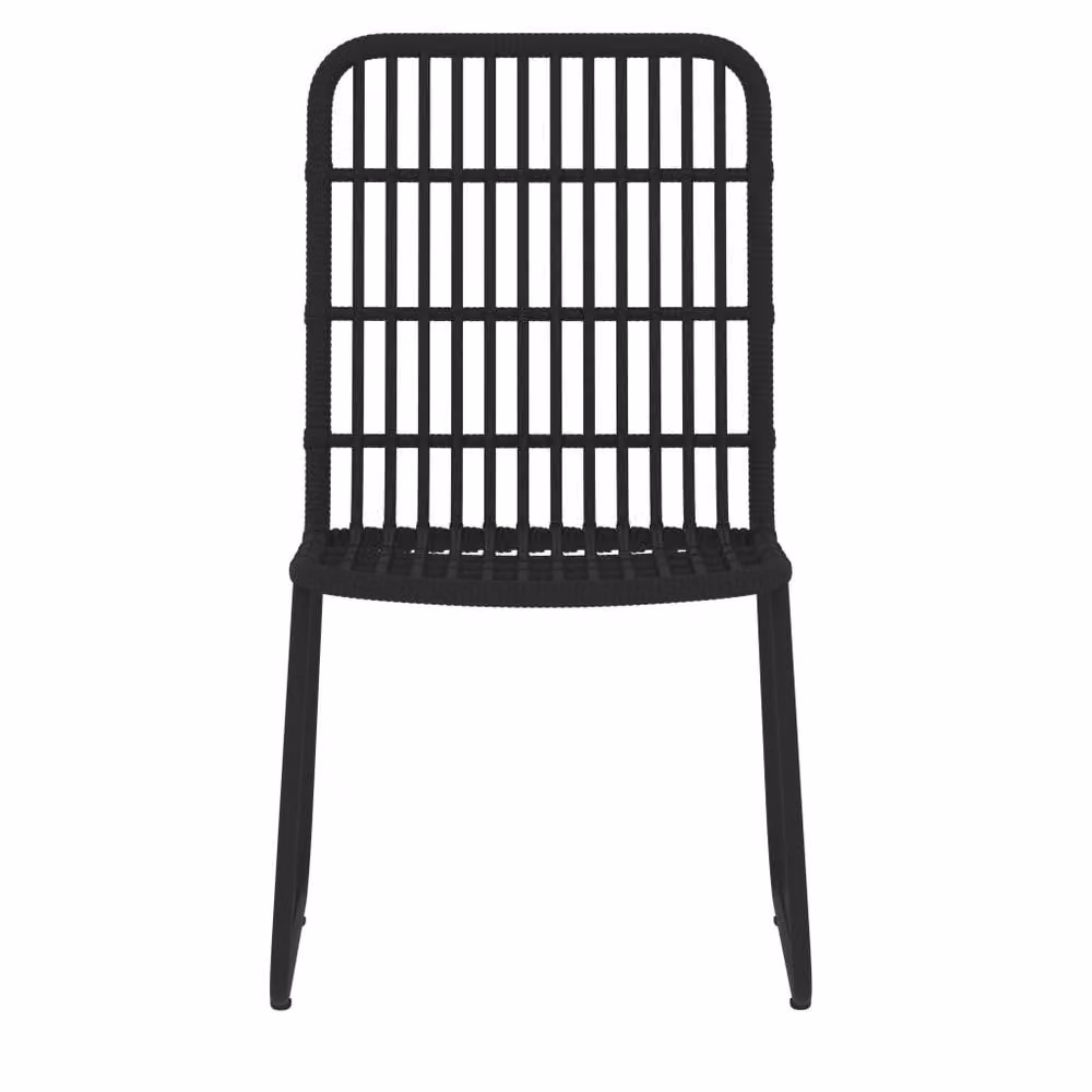 Berkfield Home 9 Piece Modern Garden Dining Set in Black Matt Rattan and Glass – 3