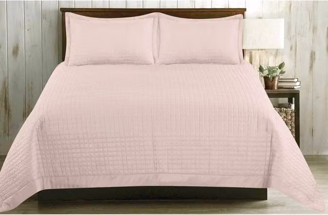 Rapport Home Harrogate Quilted Polyester Bedspread in Pink, W: 240 cm, D: 200 cm