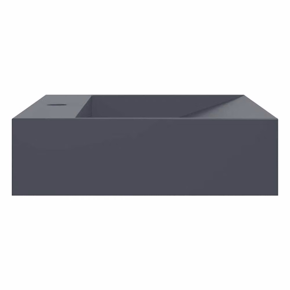Berkfield Home Rectangular Mineral Cast Countertop Wash Basin in Anthracite Grey, W/D/H: 60 x 38 x 11 cm – 3