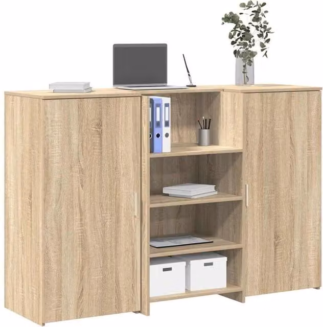 Berkfield Home Sonoma Oak Reception Desk in Brown, W/D/H: 155 x 50 x 103.5 cm