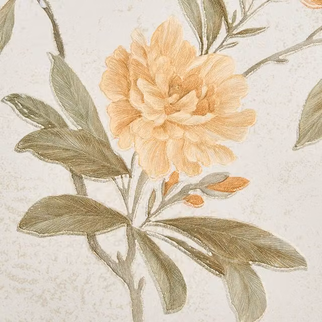 Livingandhome Multicolour and White Vintage Floral Botanical Non-Woven 3D Embossed Wallpaper Roll