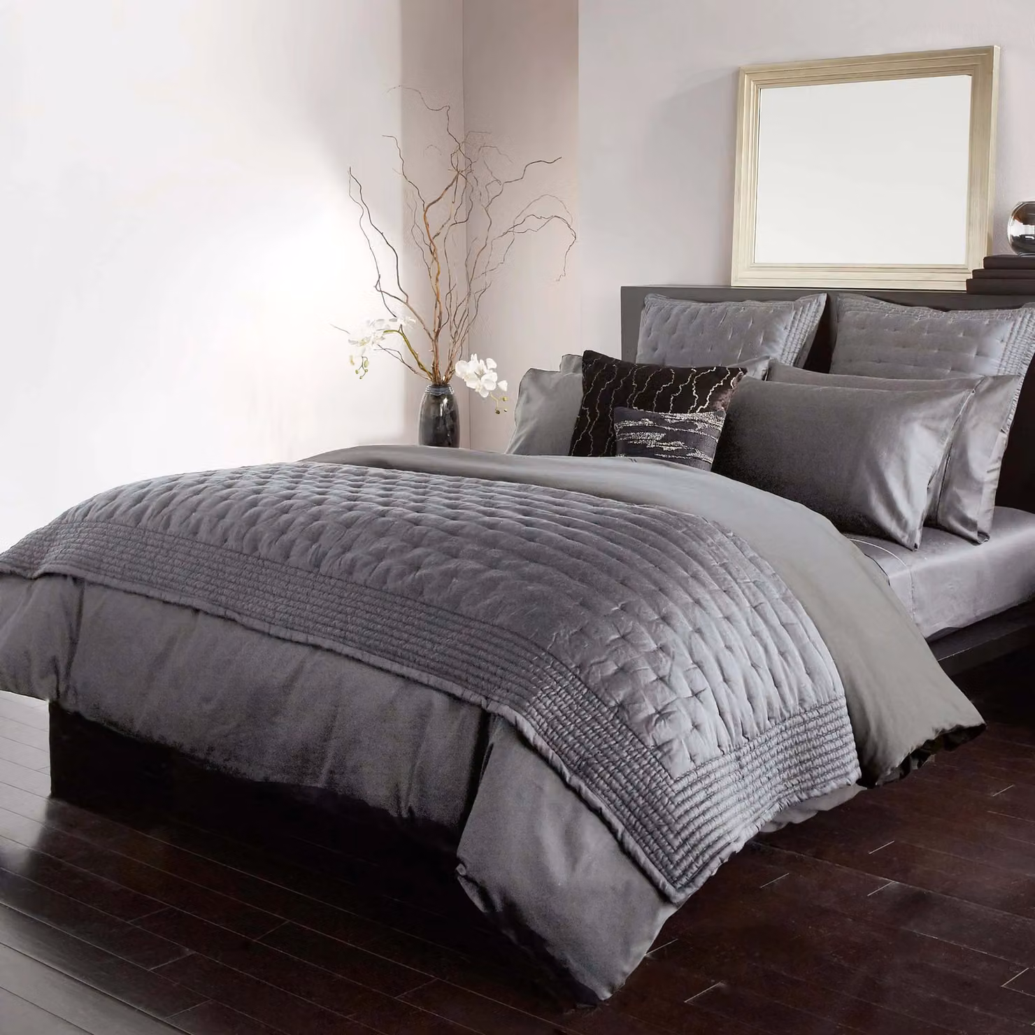 Donna Karan Essential Silk Filled Lightweight Quilted Kingsize Throw, Grey – 2