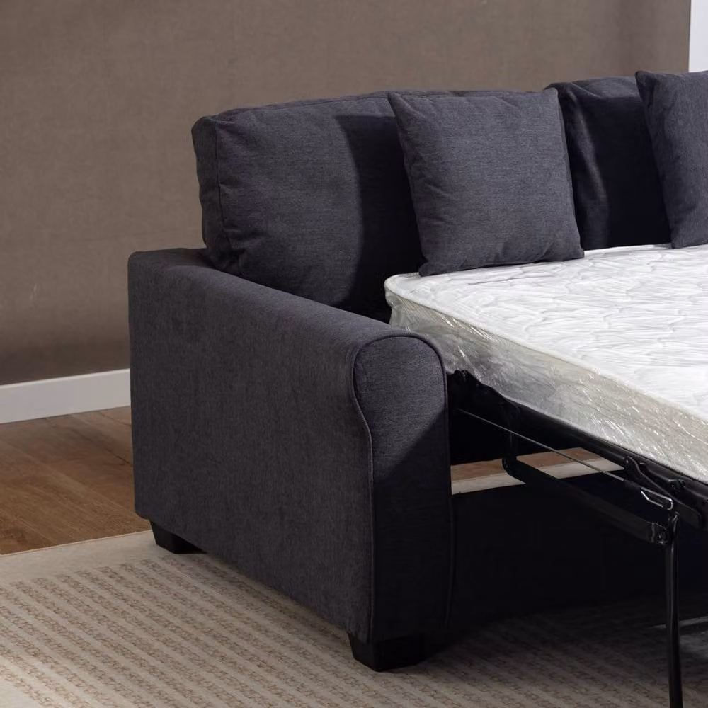 Artemis Home Lewiston 3 Seater Fabric Pull Out Sofabed in Grey – 5