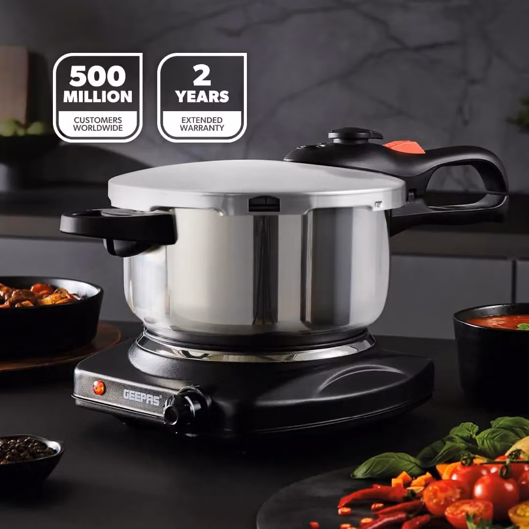 Geepas 4L Stainless Steel Pressure Cooker with Quick Pressure Release, Induction Hob Compatible, Silver – 2