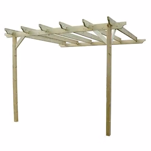 Buttercup Farm Wall Mounted Wooden Garden Pergola in Green, W: 240 cm, D: 240 cm, H: 270 cm
