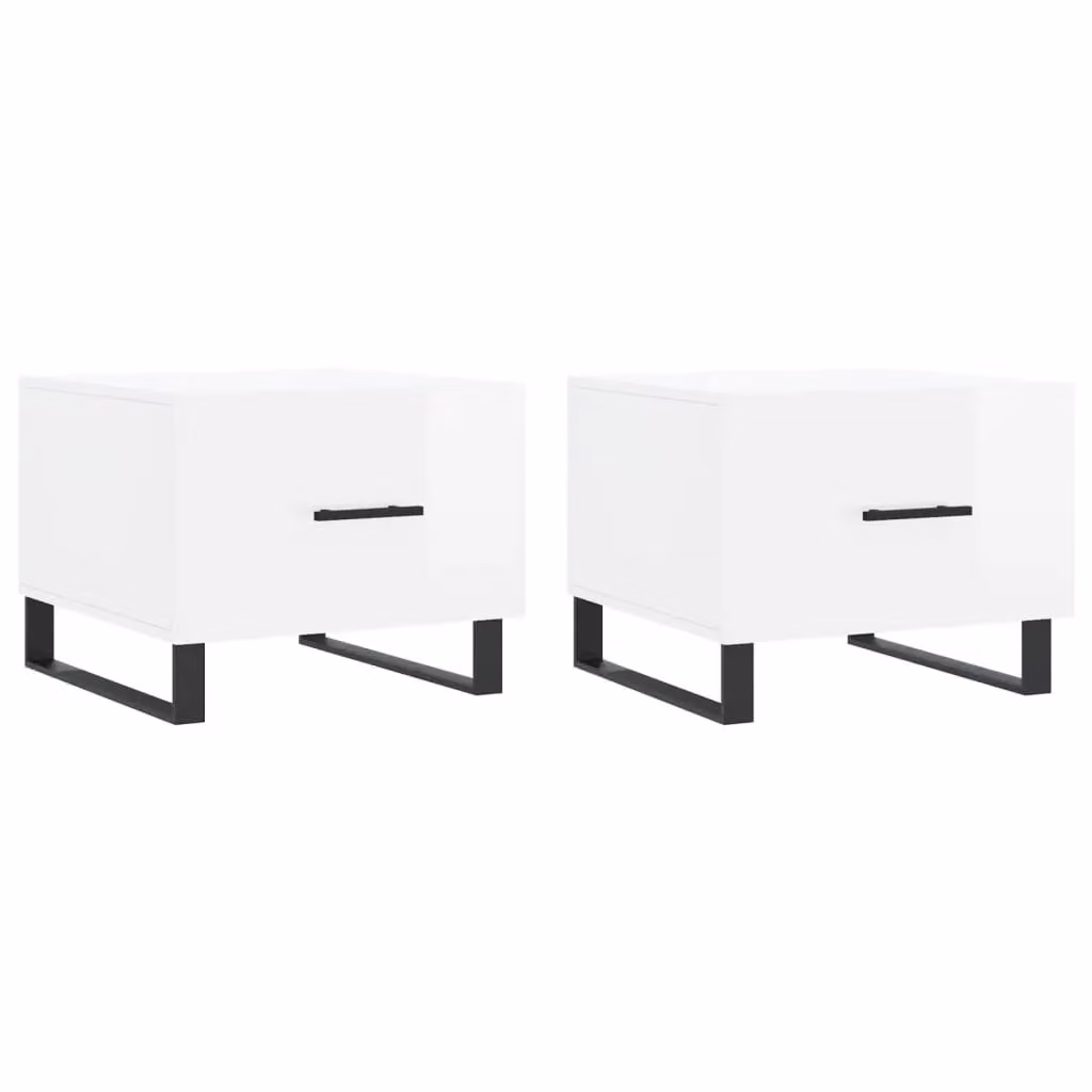 Berkfield Home Set of 2 High Gloss White Square Coffee Tables, W/D/H: 50 x 50 x 40 cm – 2