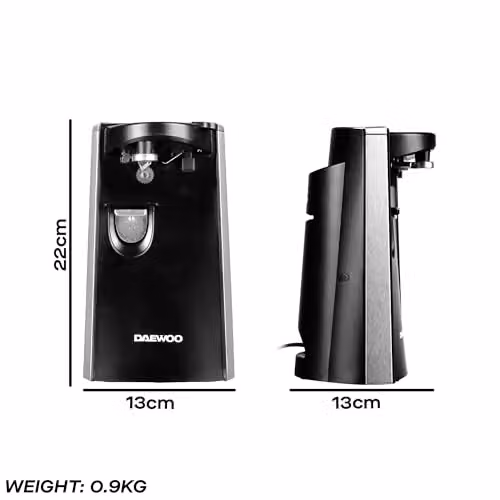 Daewoo SDA2313 Multifunction Electric Tin Can Opener, Knife Sharpener and Bottle Opener in Black and Silver – 5