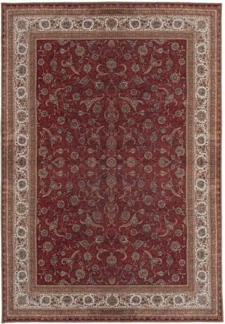 Kukoon Red Oriental Distressed Washable and Non Slip Area Rug W: 80 cm, L: 300 cm