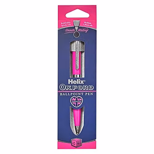 Helix Oxford Premium Metal Ballpoint Pen in Pink and Silver