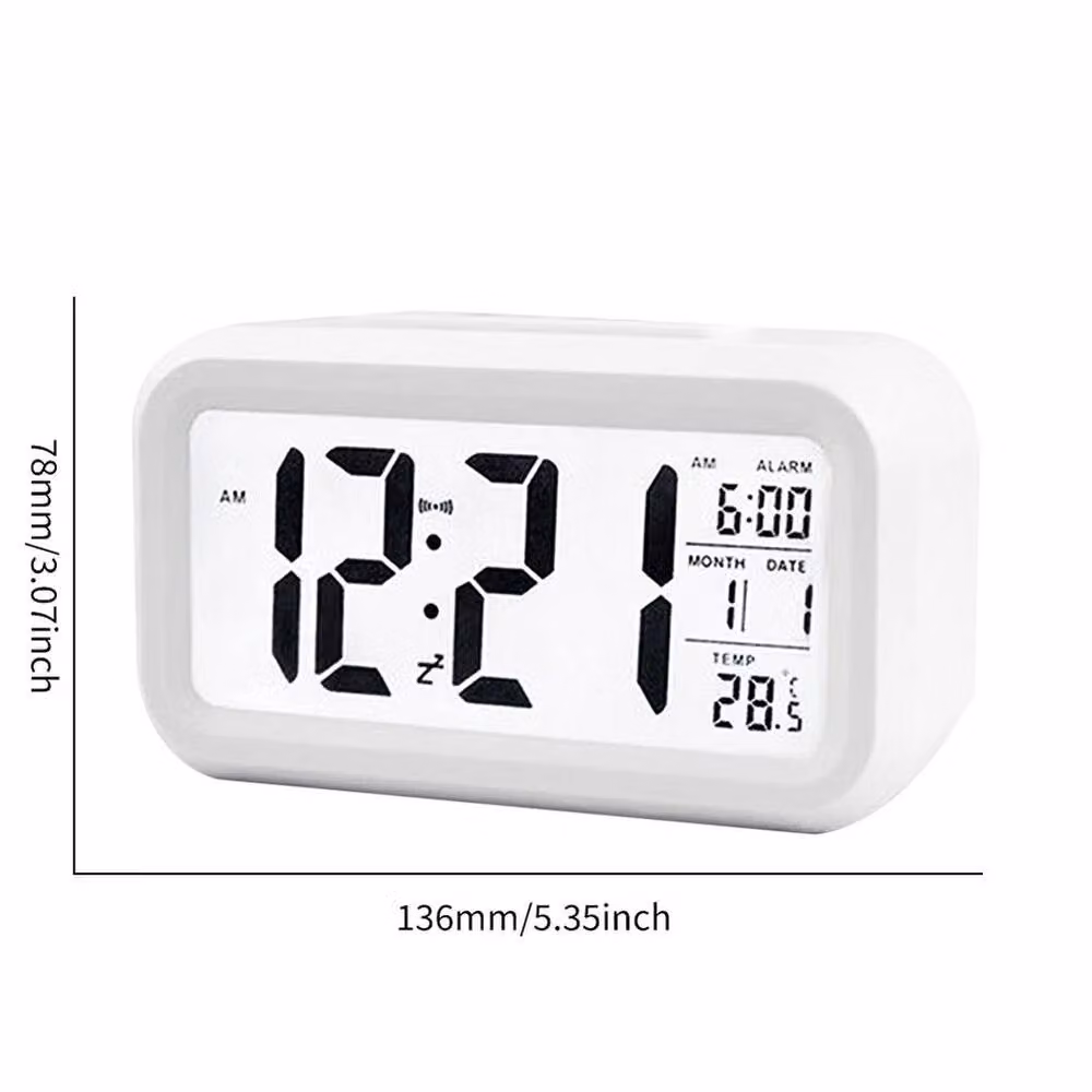 KORVIXA Digital Bedside Alarm Clock with Snooze in White – 2