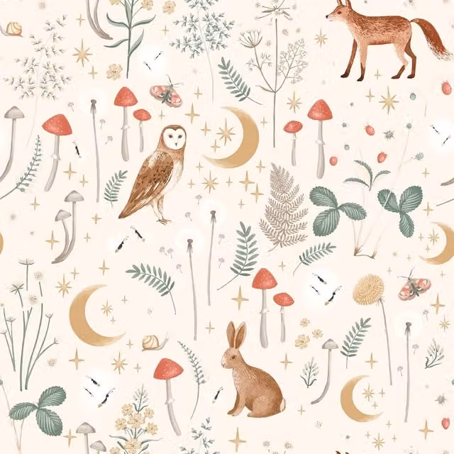 Muriva Catherine Lansfield Enchanted Twilight Wallpaper in Natural Beige and Sand with Floral and Botanical Nature Patterns – 1