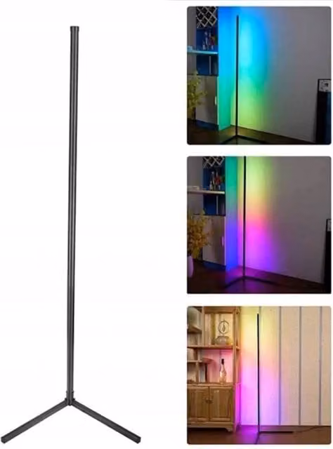 Nordara RGB LED Corner Floor Lamp with Remote Control and Timer in Black